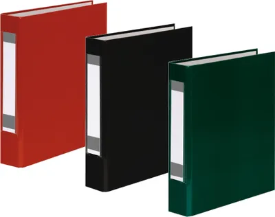 Produktbild von 3x Ringbuch mit Rückenschild / DIN A5 / 2-Ring / je 1x rot, schwarz und grün