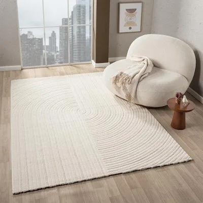 Obrázek produktu pro Koberec Ibzoa® Kurzflor, rozměry 200 x 290 cm – krémová barva, skandinávsko-bohémský styl, vhodný do obývacího pokoje a ložnice, 100% polypropylen, Oeko-Tex