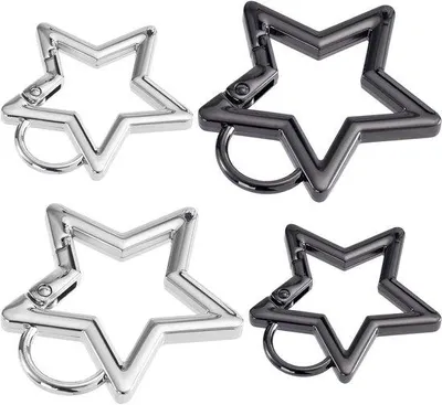 Image de Lot de 4 mousquetons, noir et argent, différentes tailles