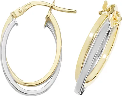 Image de Boucles d'Oreilles Créoles Femme Or 2 Couleurs 375/1000 - 19mm*4mm; TRS16015