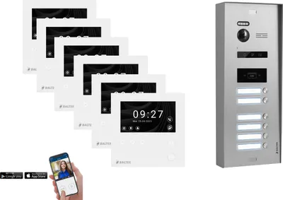 Produktbild von BALTER EVO HD MINI Aufputz Video Türsprechanlage Silber Set 6 Teilnehmer 6x 4,3" WLAN Monitor