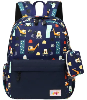 Immagine prodotto di Zaino per bambini con motivo di animali cartoni animati, con portamonete, colore blu, taglia S