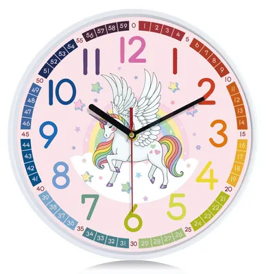 Lernuhr 30 cm, stille Wanduhr, rosa, für Kinder, Quarz