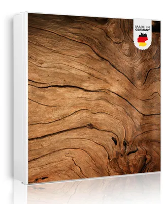 Produktbild von banjado Schlüsselkasten aus Metall, 30x30cm groß mit 32 Haken, als Magnettafel nutzbar, Korpus weiß, Anschlag links, Trockenes Holz [SKGW2 10787]