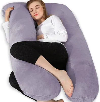 Obrázek produktu pro Chilling Home Chilling Home Těhotenské polštáře ve tvaru U, polštáře pro spánek na boku s potahem Polštáře ve tvaru U Stylové polštáře Velké podpůrné polštáře, polštáře pro ženy a spánek na boku, 140 x 70 cm, šedé (šedé, samet) (šedé)