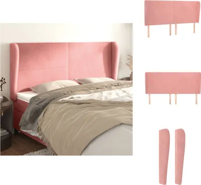 Produktbild von vidaXL Kopfteil mit Ohren Rosa 163x23x118/128 cm Samt -  Kopf- & Fußenden