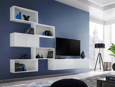 Image de Meuble mural Étagère murale Meuble TV Meuble bas Étagère Salon Meubles en bois Neuf
