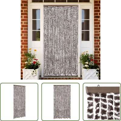 Zdjęcie produktu dla The Living Store Zasłona Muchowa Brązowo-Biała 100x200 cm Szenilowa