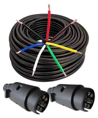 Produktbild von Anhängerkabelset | 7-adrig | 7x1mm² | 2x Stecker | 5 Meter