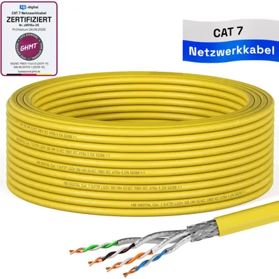 Produktbild von hb-digital CAT 7 Kabel 15m Verlegekabel CAT7 max. 1000 MHz S/FTP AWG23 LSZH gelb