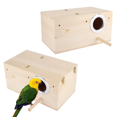 Productafbeelding van Parkieten nestkast 34 x 19,5 x 17 cm van natuurlijk hout voor buiten