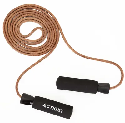 Productafbeelding van Actiget®  Springtouw | Sport Springtouw | Fitness Springtouw | Verstelbaar | Leer | Bruin | 297 Cm