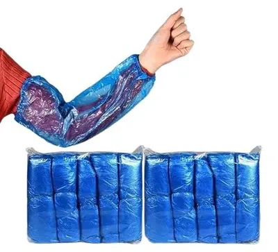 Einweg-Armwärmer, 200 Stück, Kunststoff, wasserdicht, blau, L