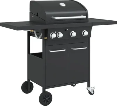 Produktbild von vidaXL Gasgrill mit 4 Flammen Schwarz Pulverbeschichteter Stahl