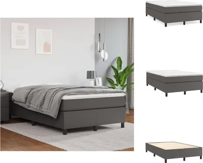 Produktbild von vidaXL Boxspringbett Grau 120x200 cm Kunstleder -  Betten & Bettgestelle