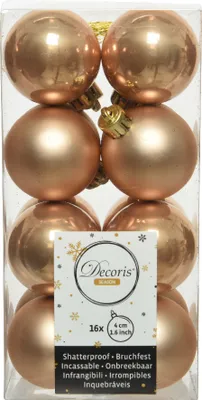 Produktbild von Weihnachtskugeln Kunststoff 4cm 16 Stück - Karamel