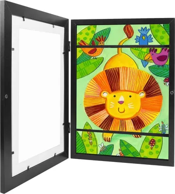 Produktbild von Bilderrahmen für Kinderzeichnungen, 26x35cm Befüllbar Bilderrahmen zum Öffnen für A4 Kunstprojekte, Aufklappbarer Kunstfotorahmen für Kinder, Schwarz