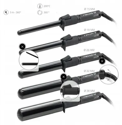 Obrázok produktu pre Keramický kefa na kučery s priemerom 32 mm, vybavená turmalínom, s 360° otočnou hlavicou a ochranným krytom chrániacim vlasy pred teplom