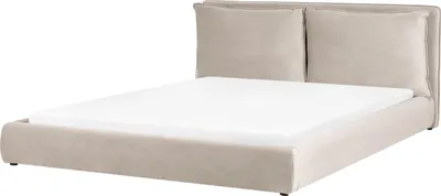 Produktbild von BELIANI Wasserbett Taupe Samt Gepolstert 180 x 200 cm Hohes Kopfteil Modern Doppelbett Schlafzimmer