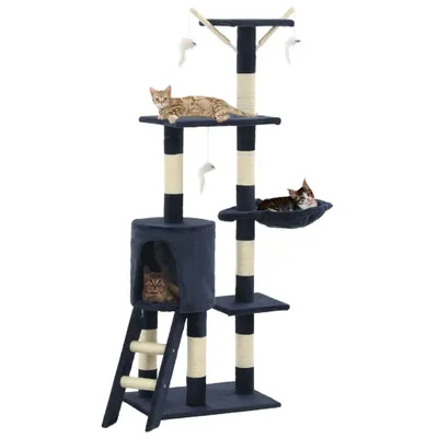 Obrázek produktu pro Škrabadlo pro kočky se sisalovými sloupky 138 cm tmavě modré