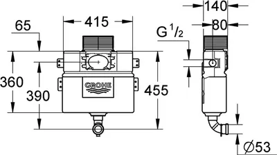 Produktbild von GROHE WC-Spülkasten 38422, Wandeinbau, 6-9l, 0,82 m Bauhöhe