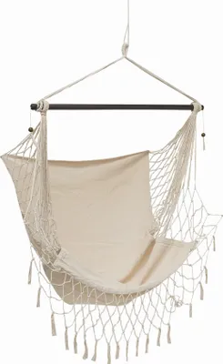 Produktbild von Hängesessel 145x101 cm mit Holzstab – Hängeschaukel für Garten Balkon Schaukelsessel aus Baumwolle Hängematte bis 120 kg