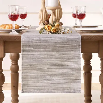 Immagine prodotto di Runner da tavolo moderno, grigio, lavabile, in lino, 40x140 cm