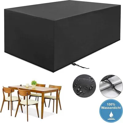 Image de Housse imperméable pour meubles de jardin, avec cordon de serrage, respirante, en tissu Oxford 210D robuste, housse imperméable pour meubles de jardin, 213 x 132 x 72 cm
