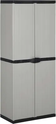 Image de vidaXL Armoire de rangement de jardin avec 3 étagères Gris & Noir 68x40x168 cm