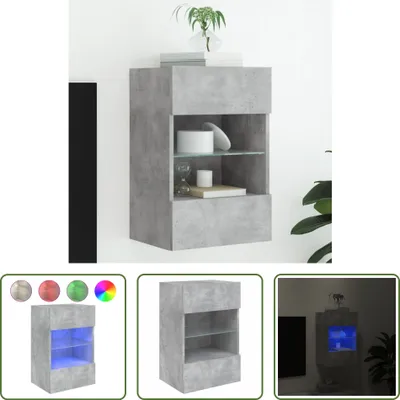 Produktbild von The Living Store TV-Wandschrank mit LED-Leuchten Betongrau 40x30x60,5 cm