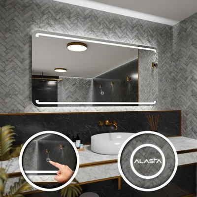 Produktbild von Badspiegel mit LED Beleuchtung und Touch-Schalter - Milan - 180 cm, 50 cm