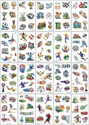 Obrázok produktu pre Futbalové tetovacie nálepky 20 hárkov, dočasné tetovania, pre deti