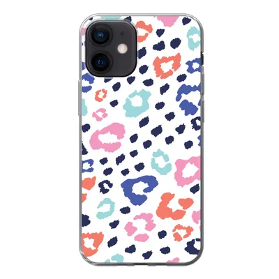 Produktbild von MuchoWow® Handyhülle Schutzhülle Hülle für iPhone 12 Panther Druck - Pastell - Farben Silikon Softcase Handy Hülle - Schutzhülle
