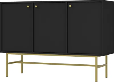 Produktbild von Masseno Kommode TORINO 125 cm Sideboard mit 3 Türen für Wohnzimmer Schlafzimmer Modern 125x41x86 cm Graphitfarben / Graphitfarben