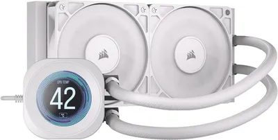 Produktbild von Corsair Nautilus 240 RS LCD, All-in-One-Flüssigkeitskühler, 12 cm, 420 RPM, 2100 RPM, Weiß