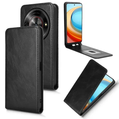 Obrázek produktu pro Pro ZTE Blade A75 5G Magnetický vertikální flipový pouzdro z umělé kůže pro mobilní telefony, černé
