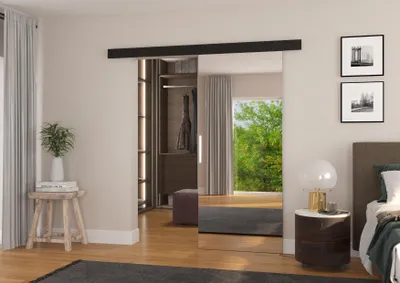 Obrázek produktu pro Posuvné dveře se zrcadlem 96 cm BADLIA - černé