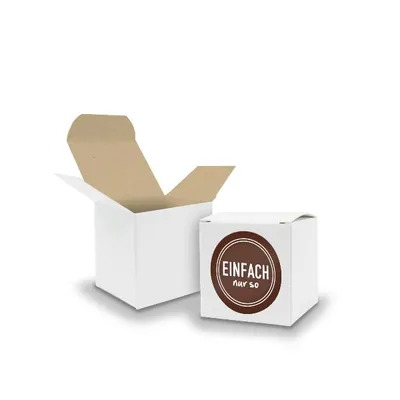 Produktbild von SET Enfach nur so (Motiv17) 24x Faltschachtel Würfel 5cm weiß innen braun+Sticke