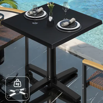 Produktbild von WBO | Bistro Außen Tisch | B:T:H 60 x 60 x 78,5 cm | Schwarz  / Schwarz | Quadratisch | Zusatzgewicht | Bistro Tisch Gastro Tisch