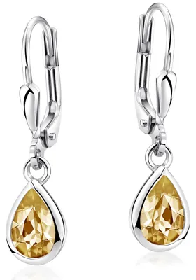 Produktbild von MATERIA Citrin Ohrringe orange Tropfen mit Brisuren - Ohrhänger Damen Silber 925 Schmuck rhodiniert SO-448-Orange