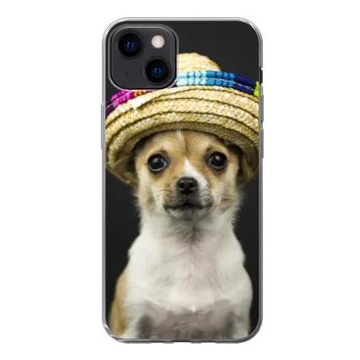 Produktbild von MuchoWow® Handyhülle Schutzhülle Hülle für iPhone 13 Hund - Sombrero - Schwarz Silikon Softcase Handy Hülle - Karteninhaber