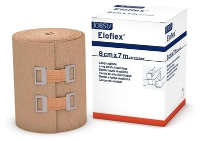 Produktbild von Eloflex, Stütz- und Entlastungsbinde, Langzug 180% Dehnung, 7 m gedehnt, 10 cm, Packung 10 Binden | Packung (10 Binden)