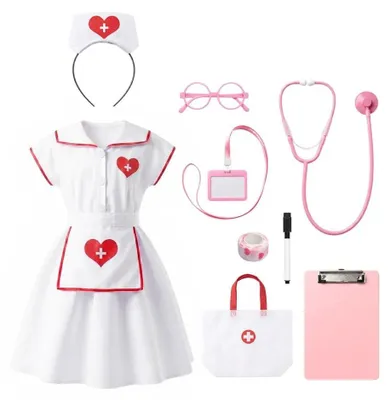 Produktbild von Krankenschwester Kostüm Mädchen 9-10 Jahre 140 mit Arztkoffer Karneval Fasching