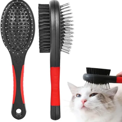 Image de PARENCE. Brosse double face pour chats et chiens – Brosse de soin 2 en 1, anti-emmêlement