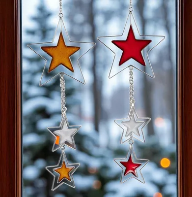 Produktbild von formano 2er Set Hänger Weihnachtsdeko Sterne Fensterdeko Weihnachten 10 x 29 cm
