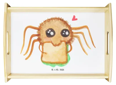 Produktbild von Mr. & Mrs. Panda Tablett Spinne Agathe Sandwich - Weiß - Geschenk, Glück, Servier, Hungrig, Mut, Serviertablett, Holztablett, Merchandise, Hunger, Lebensfreude, für essen