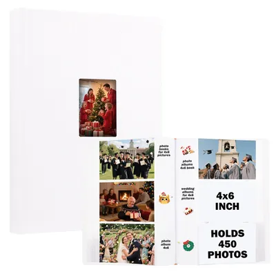 Imagen del producto de Álbum de fotos Omgoods, tamaño 15x10 cm, para 450 fotos, con espacio para escribir, color blanco