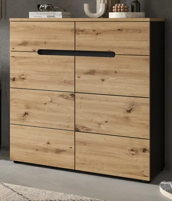 Produktbild von Kommode "Cooper" Artisan Eiche und grau 100x81 cm, Schuhschrank mit Soft-Close