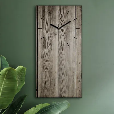 Produktbild von Wohnzimmer Leinwand Uhr Geräuschlos Küche 30x60 Dunkles, Holz, Motive, Textur, schwarze Zeiger