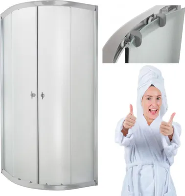 Produktbild von Invena | Duschkabine Marbella - 180 x 80 x 80cm - Halbrund - Verchromte Akzente - Gefrostetes Glas